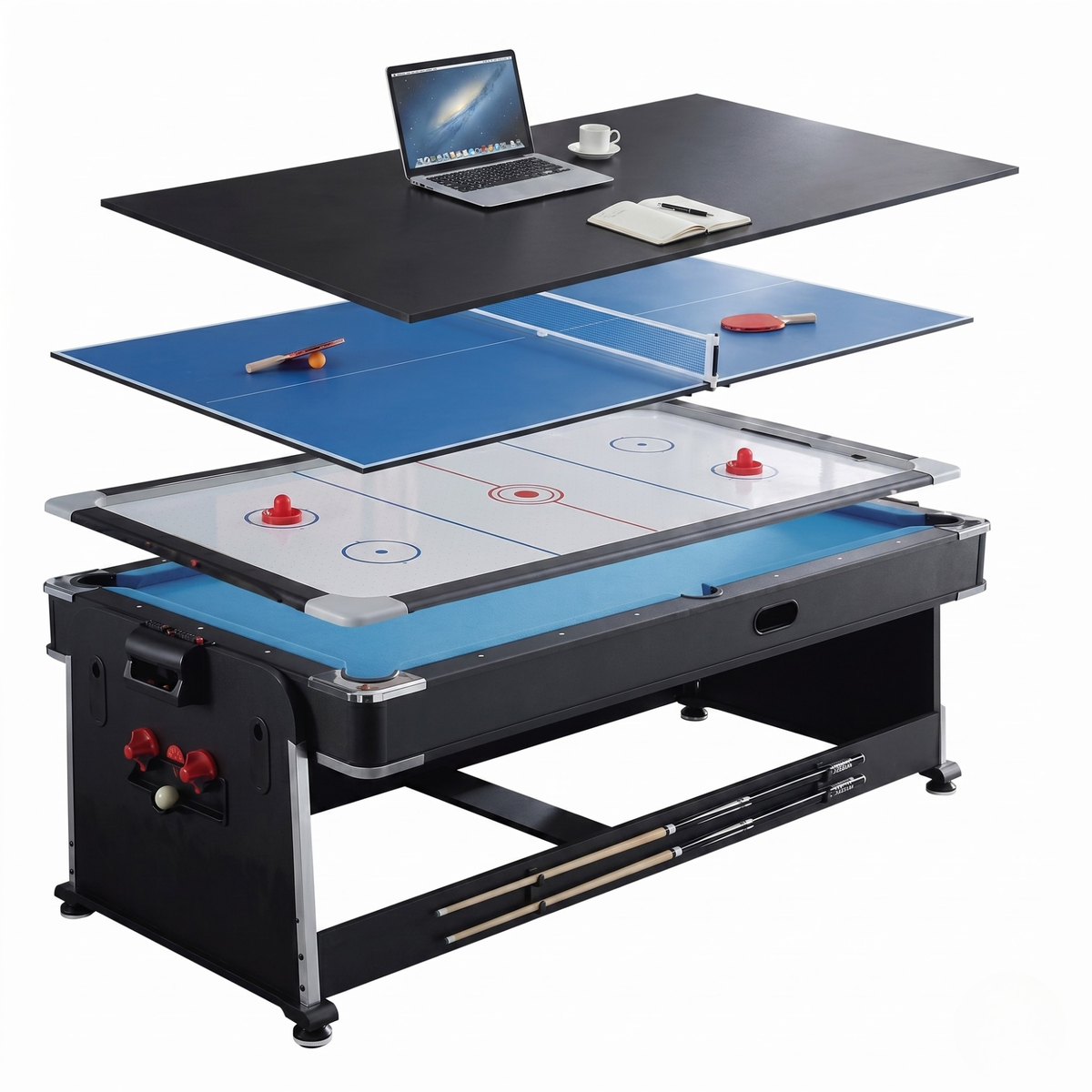 Aurelia - 7" 4-in-1 Multi-Game Billiards Felt & Flipper